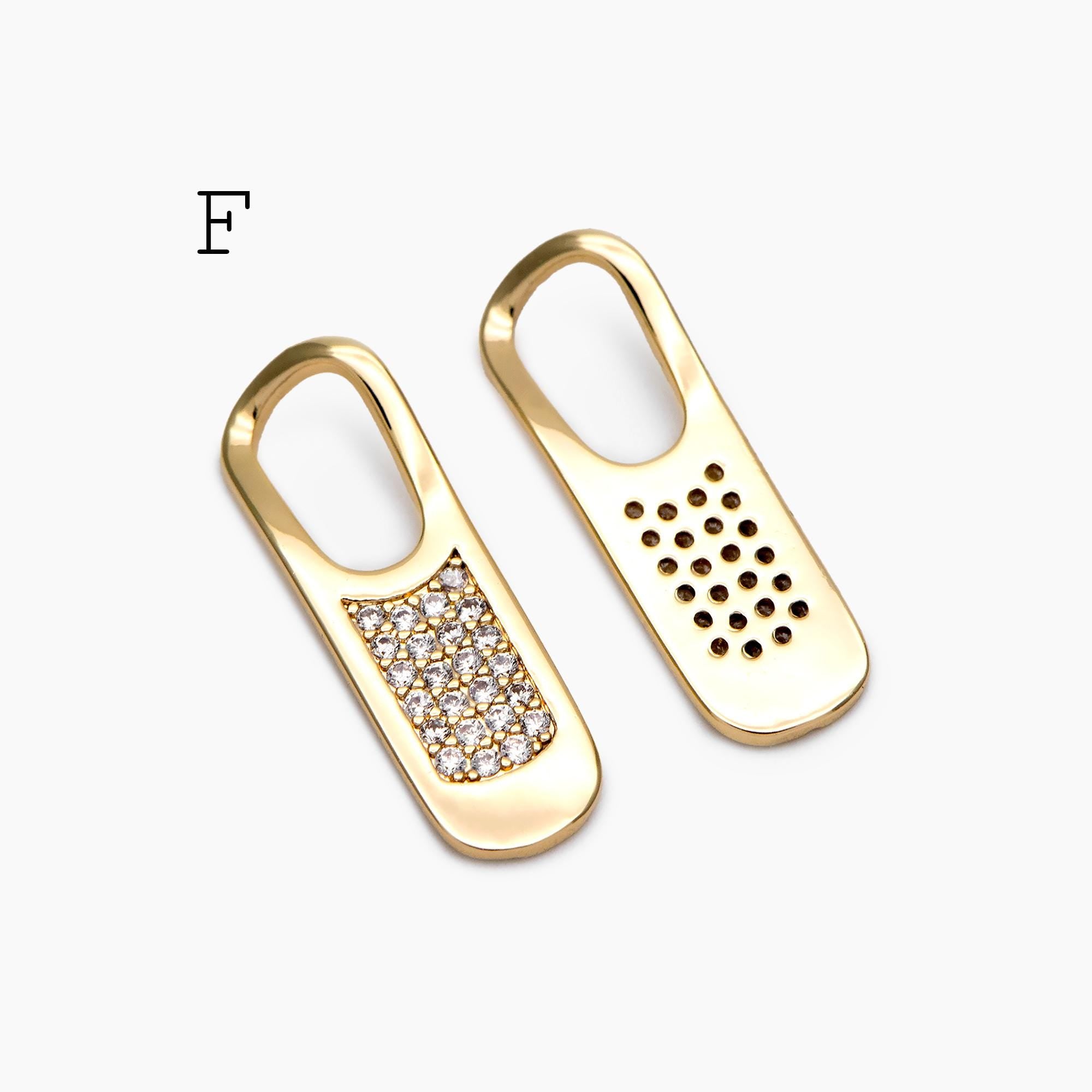 4pcs Gold Puff Mariner Link Charms, Zipper Charms, Soda Tab Charms, Earring Findings, Jewelry Supplies (GB-2132)